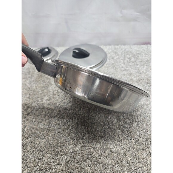 Vintage Flint Ware By Ekco 1 Qt Stainless Steel Sauce Pan With Lid And Skillet - Picture 15 of 16